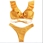 Cross My Heart Ruffled Bikini Set