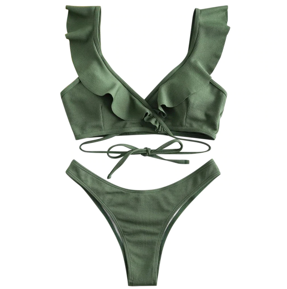 Cross My Heart Ruffled Bikini Set
