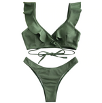 Cross My Heart Ruffled Bikini Set